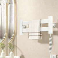 Sèche-serviettes électrique mural en fibre de carbone et aluminium spatial, avec 2 barres, design moderne, pour salle de bain
