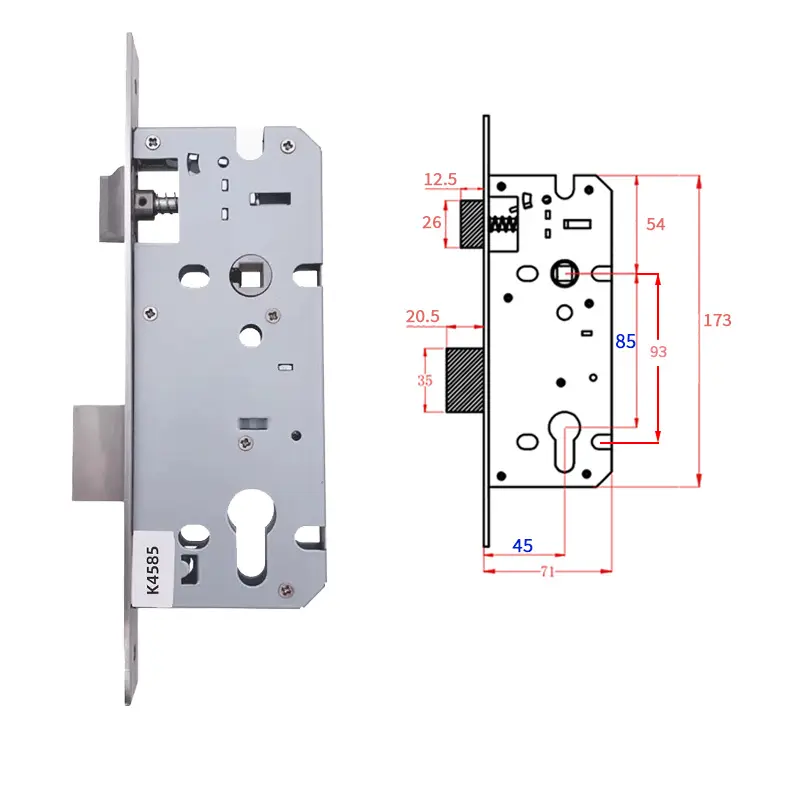 K4585-1SC Top qualität feuerfeste edelstahl sicher mortice türschloss körper mit zylinder