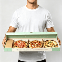 Boîte à pizza personnalisée à 3 compartiments, emballage en carton alimentaire pour mini-pizzas, boîte à emporter écologique