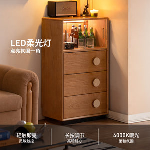 Solid Wood Side Cabinet Cherry Wood Living Room <b>Storage</b> <b>Drawer</b> Cabinet Vintage Style Indoor Furniture - Product Image 3