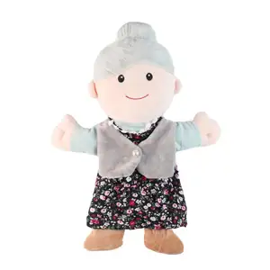 Juguete de abuela de dibujos animados de felpa profesional, muñeco de marioneta de mano para niños para contar cuentos, juguetes de animales de peluche