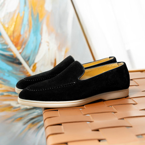 Mocassins pour hommes en similicuir bleu, bout rond, à enfiler, respirants, chaussures de bureau, semelle extérieure en caoutchouc, toutes saisons, semelle intermédiaire en EVA - Product Image 3