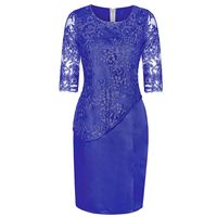 Vestido de Noche de Encaje para Mujer, Talla Grande, Media Manga, Venta al por Mayor