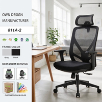 Silla de Oficina Ergonómica Moderna con Respaldo Alto y Malla, Reposacabezas Ajustable, Diseño Personalizado OEM, Silla Giratoria Ejecutiva para Computadora