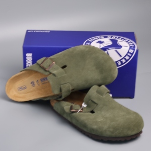Sabots Boston personnalisés en cuir suédé style Birkenstock pour la vente en gros, faible MOQ (Zuecos / Sabots / Mules / Pantoletten / Sandales) - Product Image 1