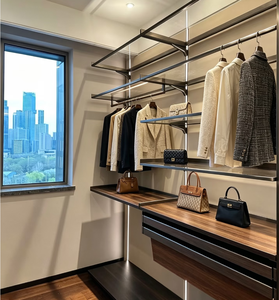 Système de garde-robe modulaire en métal haut de gamme, minimaliste, moderne et luxueux de style italien, meubles de chambre à coucher - Product Image 5