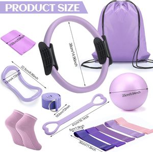 13PCS Yoga Pilates Accessories Kit Fitness Resistance <b>Band</b> Home <b>Workout</b> Kit Portable Pilates Set with Anti Slip Pilates Socks - Product Image 2