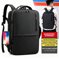 Sac de voyage léger pour homme rechargeable par USB avec sangle pour trolley, compatible avec ordinateur portable de 15,6 pouces, grande capacité, sac à dos professionnel pour ordinateur portable