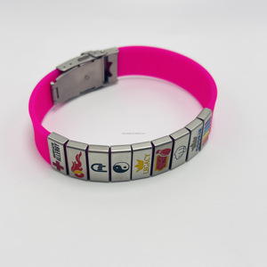 Elegante braccialetto in Silicone con piastra in acciaio inox motivazionale accessorio fascino <span class=keywords><strong>moda</strong></span> previene la perdita - Product Image 2