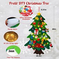 Heißer Verkauf Weihnachts dekorationen Wandbehang 3D DIY Filz Stoff Weihnachts baum Set mit LED-Licht 32 Stück Ornament für Kinder