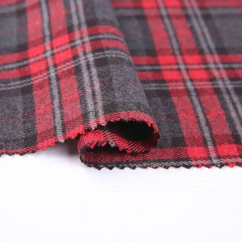 Personalizado 350gsm tecidos fios tingidos rayon poliéster TR tecido xadrez escovado para uniformes escolares roupas marrons