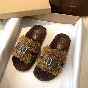 Nouvelles pantoufles d'hiver 2025 pour femmes, toutes avec semelle fine ou épaisse, boucle de ceinture, chaudes et tendance, vente en gros - Product Image 3