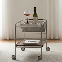 Table d'appoint vintage durable et convertible, chariot en acier inoxydable |   Table de salon et chariot de service avec rangement