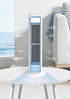 Ventilador de Torre de Venta Directa de Fábrica para Dormitorio, Ventilador de Pie Inteligente de 25 pies/s con Oscilación de 90°, Sin Aspas, con Control Remoto, Alimentación USB y Luz