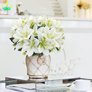 แจกันดอกไม้ประดิษฐ์ทำจากผ้าไหมดอกลิลลี่สำหรับช่อดอกไม้งานแต่งงานบ้านงานเลี้ยงโต๊ะในโรงแรมสำนักงานการจัดดอกไม้ - Product Image 4