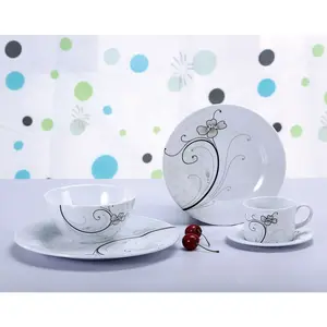 20pcs White Melamine Floral Design Dinner Set Western Style Safe for Dishwasher Restaurant Tableware for Daily Use Weddings
