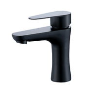 Robinet de lavabo moderne noir mat en acier inoxydable 304 sans plomb, mitigeur de salle de bain à poser sur le comptoir pour projets hôteliers et commerciaux