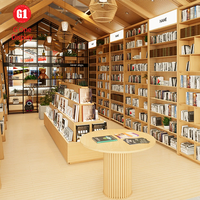 Modernes Maßgefertigtes Buchhandlungs-Displayregal Stilvolle Bibliotheks-Vitrinen mit LED-Beleuchtung und Rollleitern