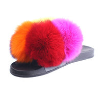 Nouveau été femmes boule fourrure diapositives pour femmes en gros fourrure pom pom plate-forme sandales