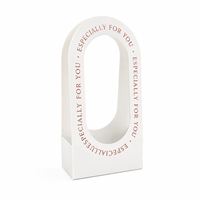 Boîte d'emballage pour fleurs avec poignée en forme d'arche blanche, logo personnalisé, boîte de transport en papier portable, spécialement conçue pour vous, boîte d'emballage pour panier-cadeau