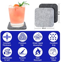 Sous-verres en feutre absorbant Double face 4x4 pouces carrés de haute qualité épais résistant à la chaleur pour boisson