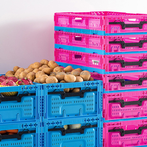 Contenitore Pieghevole in PP per Alimenti, Casse Impilabili Ventilate con Rete per Trasporto di Verdura e Frutta in Magazzino - Product Image 3