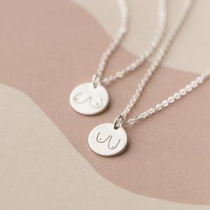 Collar Personalizado <span class=keywords><strong>de</strong></span> Concientización sobre el Cáncer <span class=keywords><strong>de</strong></span> Mama, Collar <span class=keywords><strong>de</strong></span> <span class=keywords><strong>Lactancia</strong></span>, Joyería Feminista Poderosa, Collar con Colgante <span class=keywords><strong>de</strong></span> Disco Mini Simple - Product Image 5