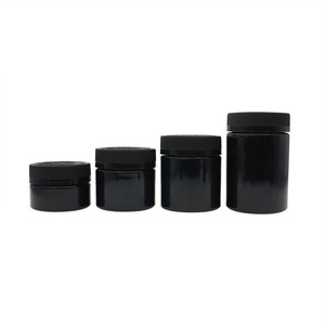 2-5oz Matte hitam grosir ukuran khusus Logo HDPE pil plastik PET kapsul Jar rami wadah kemasan CRC tutup bulat stoples hewan peliharaan - Product Image 6