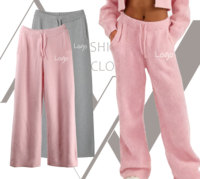 Ensemble 2 pièces tricoté pour femme : veste zippée côtelée et pantalon large, doux et moelleux, style loungewear, survêtement athleisure, vente en gros
