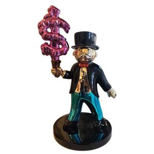 Scultura in resina Pop Arts <span class=keywords><strong>il</strong></span> monopolio di Alex per natale Scultura galvanizzata con simbolo del dollaro in resina - Product Image 1