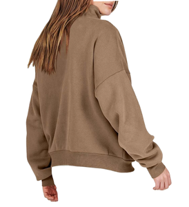 Pull à col roulé surdimensionné en tricot imprimé numériquement, couleur unie, unisexe, pour l'automne - Product Image 1