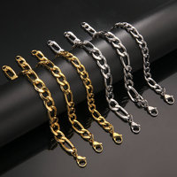 Bracelet chaîne Figaro pour homme en acier inoxydable, or et argent, fermoir mousqueton, vente en gros, personnalisable