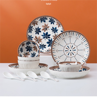 Ensemble de vaisselle en céramique bohème de luxe, boîte cadeau, motif mandala, assiettes en porcelaine, bols, ensemble de cuillères pour la maison et les restaurants