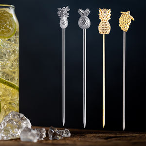 อุปกรณ์บาร์โลหะสีทองเงินสไตล์วินเทจจากโรงงานผลิตโดยตรง ที่เสียบผลไม้ 12 ซม. ผลิตจากสแตนเลส 304 เป็นมิตรกับสิ่งแวดล้อม รูปทรงโครงกระดูกมนุษย์ - Product Image 1