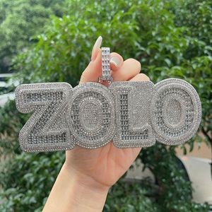 Hiphop Customized <strong>Big</strong> Size Word <strong>Letter</strong> Name Zirconia Full Paved Iced Out Gold Plated Pendant - Product Image 4