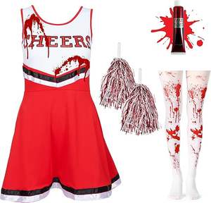 Disfraz de animadora Zombie para niñas con pompones <span class=keywords><strong>Blood</strong></span> and Bloody <span class=keywords><strong>Dead</strong></span> Kids Outfit Disfraces de Halloween - Product Image 2