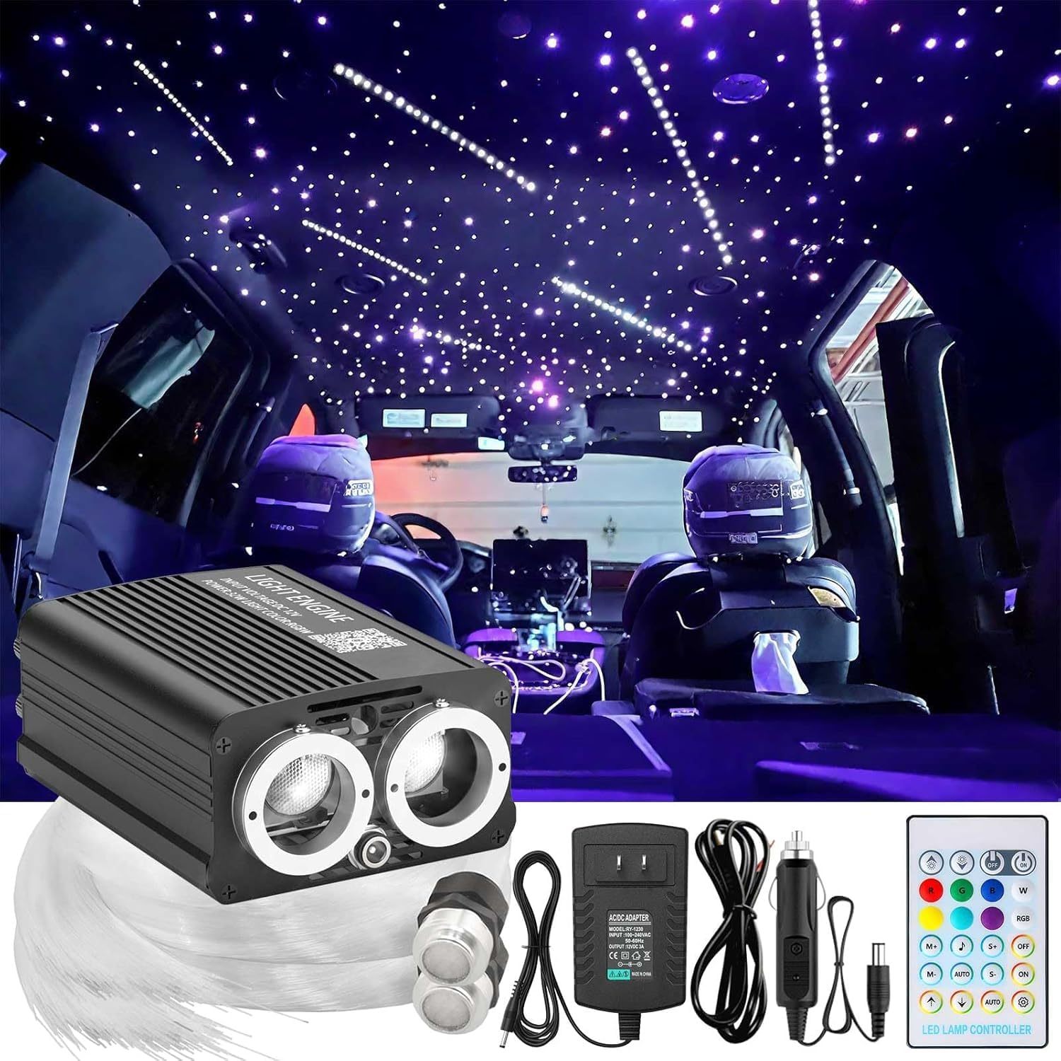 32W Twinkle Meteor 2 in 1 Starlight Headliner Light Kit RGBW Light Source Sound Activated APP/Remote Control for Car/Home/Party