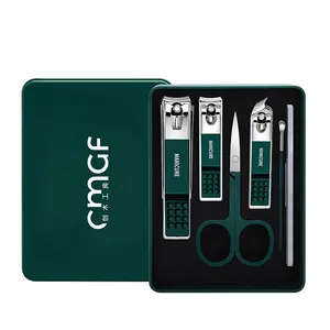 Kit de cortaúñas personalizado de 4/6 Uds., herramientas de cuidado de manicura de acero inoxidable, Kits de aseo de uñas para hombre y mujer con estuche de viaje