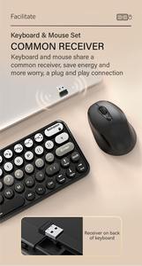 Ensemble clavier et souris sans fil 2,4 GHz pour bureau et maison, en ABS, rond, mignon, multicolore, pour filles - Product Image 2