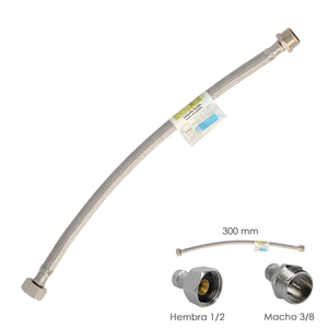 Tubo Flessibile in Acciaio Inox Maschio 3/8 - Femmina 1/2 - 300mm - Product Image 1