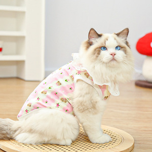 <b>Cute</b> Print 100% Cotton Breathable Lightweight Leisure Pet Clothes Vests Dresses Custom Logo Prevent Shedding Spring Summer Pet - Product Image 3