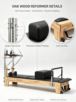 Reformer de Pilates en bois de chêne durable avec demi-tournebroche, poignées en acier inoxydable et machine à résistance réglable pour studio professionnel
