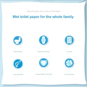 Бамбуковые смывные салфетки, септические безопасные экологически чистые биоразлагаемые неароматизированные влажные салфетки для туалета для взрослых, Влажная туалетная бумага