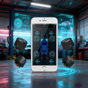 Sensores TPMS Externos Digitales CXT BLE 5.0 para Automóvil, Monitor <span class=keywords><strong>de</strong></span> Presión y Temperatura <span class=keywords><strong>de</strong></span> 99 psi, 4 Sensores TPMS para Automóvil - Product Image 1