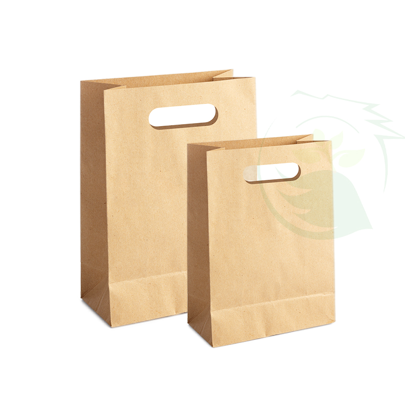 Die cut handle paper bag Brown Color
