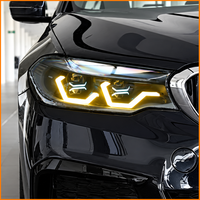 Pour BMW G30 G38 Série 5 2018 2019 2020 Phare fumé 4 feux de croisement 8 feux de route LED adaptatif avec accent bleu Plug and Play