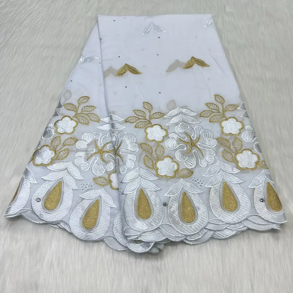 Chenlee dentelle blanche coton matériel broderie africaine voile tissu broderie 5 mètres