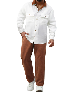 Nouveau costume classique pour <span class=keywords><strong>homme</strong></span> en 2 pièces. Pantalon et t-shirt. Couleur unie à manches longues. Pour les fêtes et les mariages. Style ethnique africain. - Product Image 4
