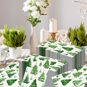 Huancai Noël invité serviettes arbre vert jetable <span class=keywords><strong>papier</strong></span> dîner <span class=keywords><strong>serviette</strong></span> salle de bain essuie-mains pour noël hiver fête fournitures - Product Image 6