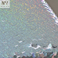 Tissu Nanyee en maille polyester fluorescente, lourd, 18 mm, avec disques pendulants et grands points de sequins holographiques argentés, pour accessoires de mariage
